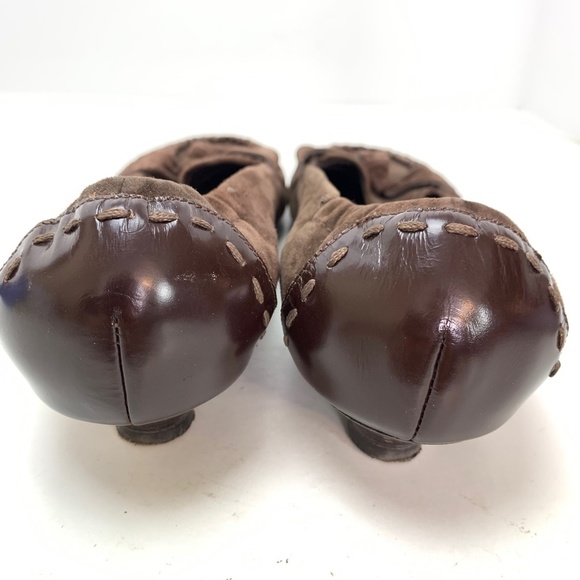 LINEA PAOLO Brown Suede Leather Kitten Heels 9.5 - Picture 2 of 16